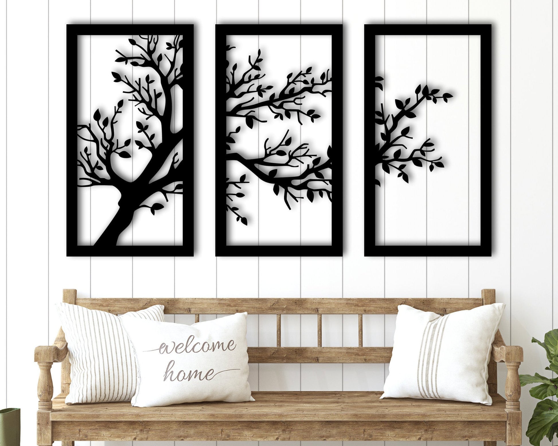 Metal Wall Decor Living Room, Tree of Life Wall Art, Metal Wall Art, Metal Tree Wall Art, Tree Metal Wall Art, 3 Piece Metal Wall Art Framed