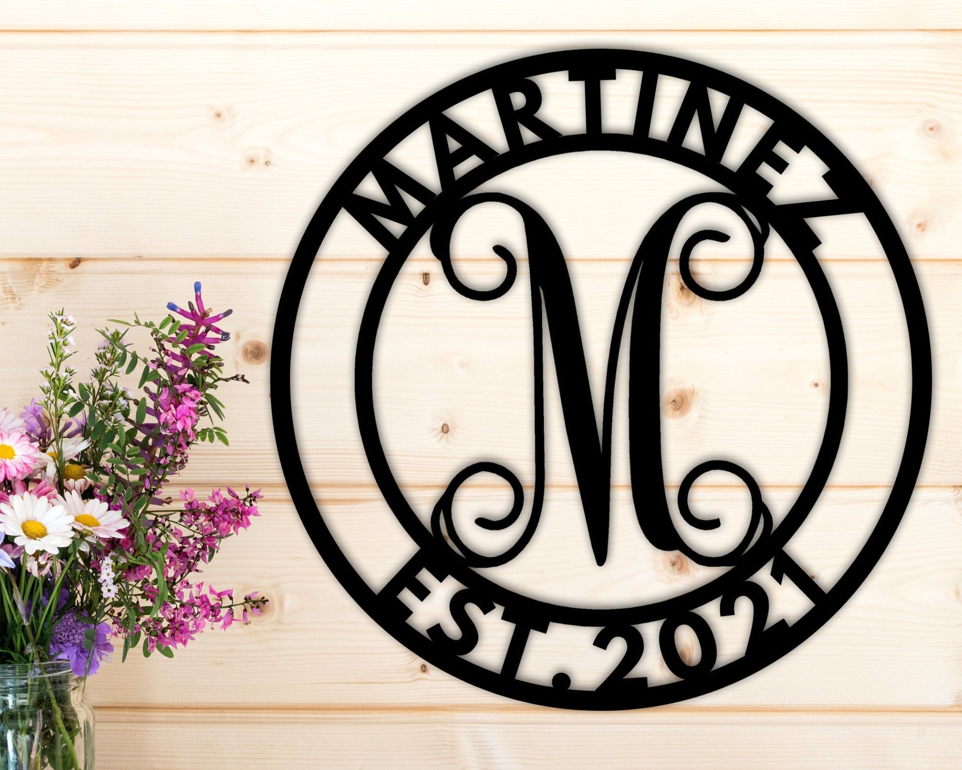 Personalized Family Name Metal Sign, Last Name Sign, Initial, Metal Monogram, Door Hanger, Housewarming Gift, Wedding Monogram, Anniversary