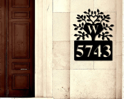 Personalized Metal Address Sign for House, Custom Address Sign Metal, Tree of Life Metal Wall Art, Decorative Address Sign, House Numbers