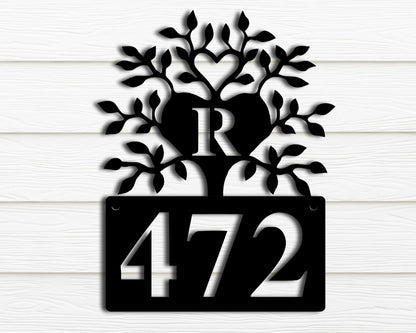 Personalized Metal Address Sign for House, Custom Address Sign Metal, Tree of Life Metal Wall Art, Decorative Address Sign, House Numbers