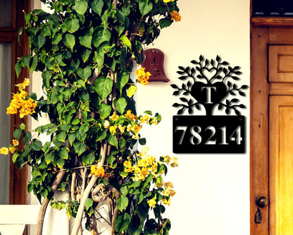 Personalized Metal Address Sign for House, Custom Address Sign Metal, Tree of Life Metal Wall Art, Decorative Address Sign, House Numbers
