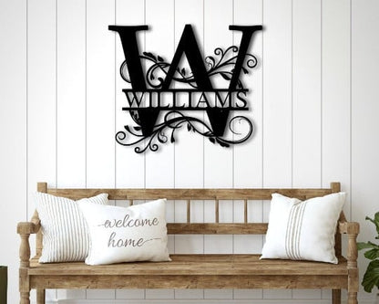 Personalized Family Name Metal Sign, Housewarming Gift, Metal Monogram Sign, Door Hanger, Last Name Sign, Metal Wall Art, Wedding Gift
