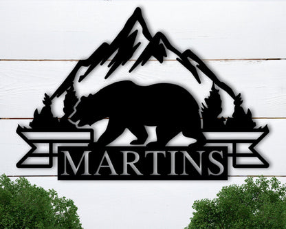 Personalized Metal Cabin Sign, Outdoor Cabin Sign, Personalized Cabin Sign, Cabin Metal Wall Art, Cabin Metal Sign, Bear Metal Wall Art, Bear Sign