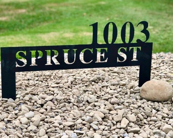 Lawn Address Sign, Custom Address Sign for Yard, Metal Address Sign with Stake, Address Sign, House Number Sign for Yard, Address Sign Lawn