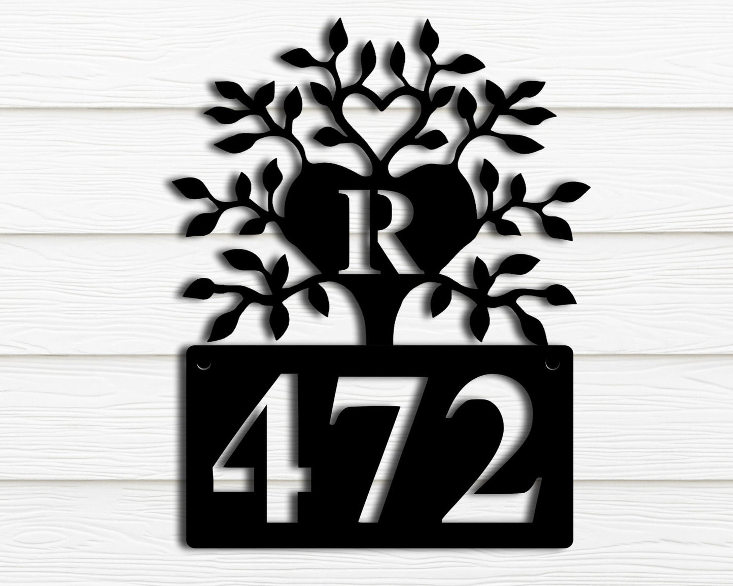 House Number Plaque, Metal Address Numbers, Address Plaque, Front Porch Decor, Porch Signs, Metal Signs, Decorative Address Tree Wall Art