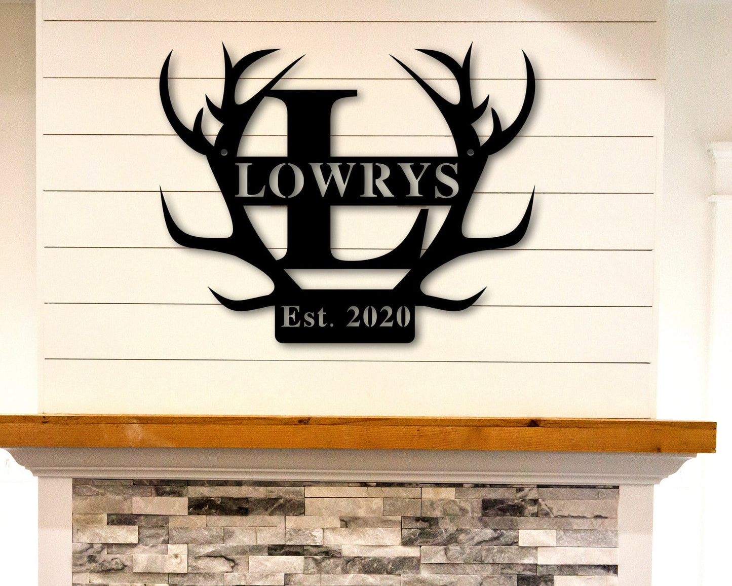 Custom Metal Sign, Antler Wall Decor, Antler Sign, Deer Antlers Split Monogram Sign, Last Name Sign, Established Family Sign,Metal Name Sign