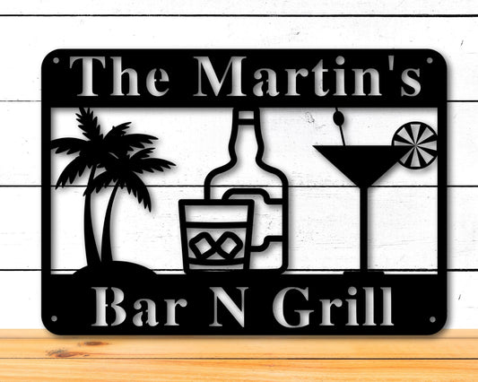 Personalized Metal Bar Sign, Custom Metal Sign Outdoor, Man Cave Signs Metal, Metal Signs Personalized Kitchen, Outdoor Kitchen Sign