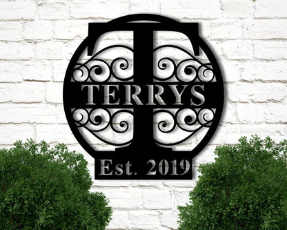 Personalized Family Name Metal Sign, Metal Wall Art, Housewarming Gift, Door Hanger, Wedding Gift,Metal Monogram Sign Metal Family Name Sign