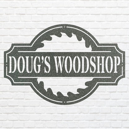Personalized Name Woodshop Sign, Woodshop Decor Metal Wall Art, Laser Cut Metal Sign, Metal Wall Decor, Outdoor Metal Sign