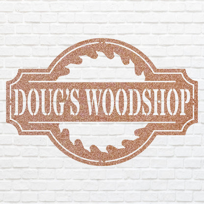 Personalized Name Woodshop Sign, Woodshop Decor Metal Wall Art, Laser Cut Metal Sign, Metal Wall Decor, Outdoor Metal Sign