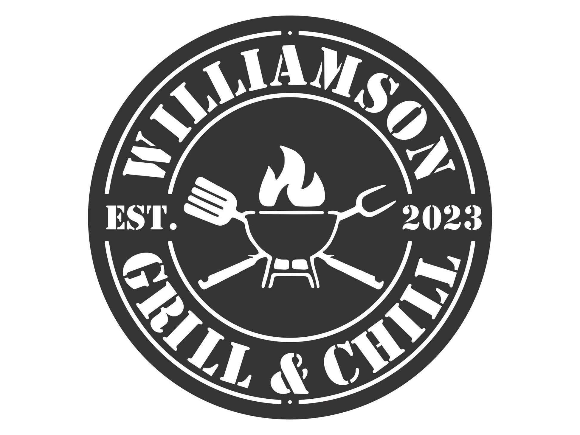 Custom Grill and Chill Black Metal Wall Art, Metal Bbq Sign Fire Wall Art, Laser Cut Metal Sign Kitchen Wall Art, Grill Gifts