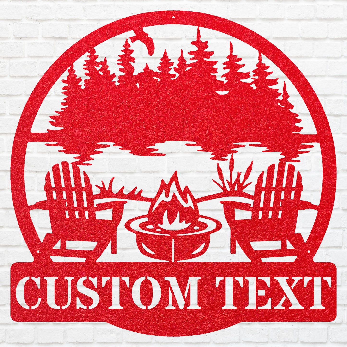 Firepit with Chairs 002 Metal Name Sign, Personalized Metal Fire Pit Sign Camping Decor, Custom Outdoor Metal Sign, Metal Wall Decor