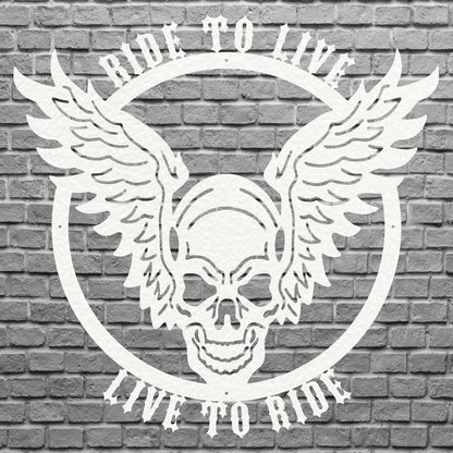 Live to Ride, Ride to Live, Skull Metal Wall Art, Biker Skull Wall Decor, Bike Lover Wall Art, Boy Room Decor, Garage Decor