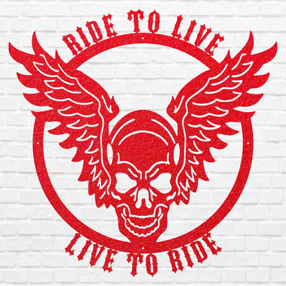 Live to Ride, Ride to Live, Skull Metal Wall Art, Biker Skull Wall Decor, Bike Lover Wall Art, Boy Room Decor, Garage Decor