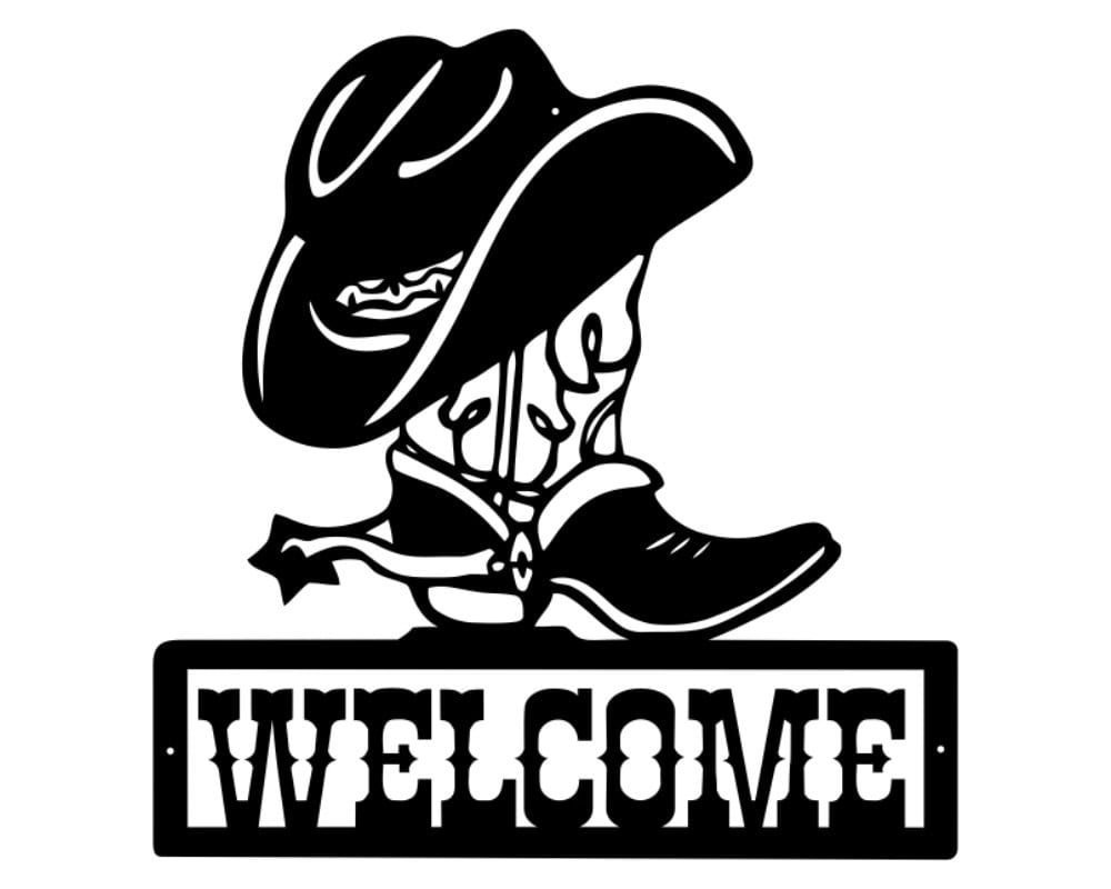 Welcome Western Metal Wall Art, Western Modern Welcome Sign, Front Door Sign, Laser Cut Metal Sign, Western Wall Art Door Hanger