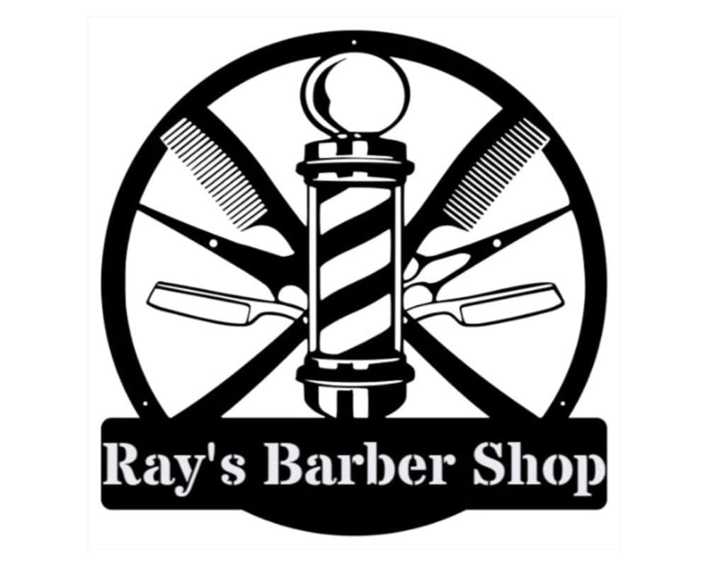 Classic Barber Shop Sign Metal Wall Art, Ray's Barber Shop Metal Name Sign Wall Art, Hair Salon Wall Art, Barber Shop Decor,