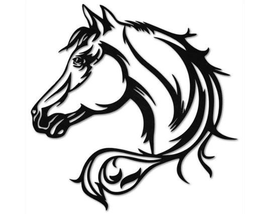 Horse Head Facing Left Metal Sign | Horse Wall Art Animal Metal Sign | Metal Wall Hangings Housewarming Gift | Farmhouse Wall Art