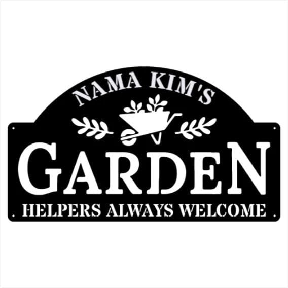 Garden Helpers Always Welcome Metal Sign, Garden Wall Art Custom Name Sign, Metal Welcome Sign Garden Gift, Front Door Sign