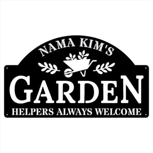 Garden Helpers Always Welcome Metal Sign, Garden Wall Art Custom Name Sign, Metal Welcome Sign Garden Gift, Front Door Sign