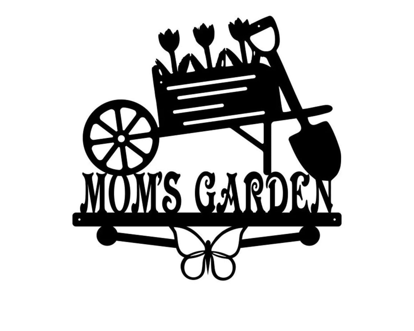 Mom's Garden Monogram Name Sign Metal Wall Art, Metal Yard Garden Name Sign, Plaque Metal Art, Decorative Hanging Outdoor Decor