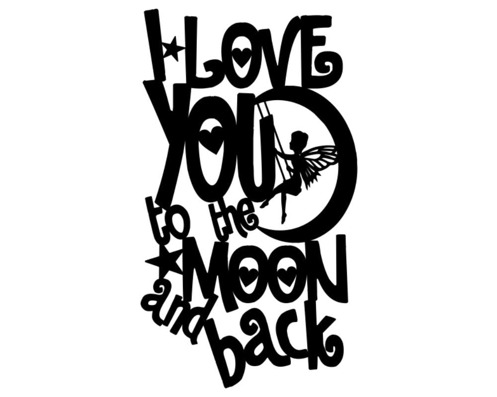 I Love You To The Moon And Back Metal Wall Sign, Laser Cut Metal Word Signs, Inspirational Words Wall Sayings, Metal Art Above Bed Decor