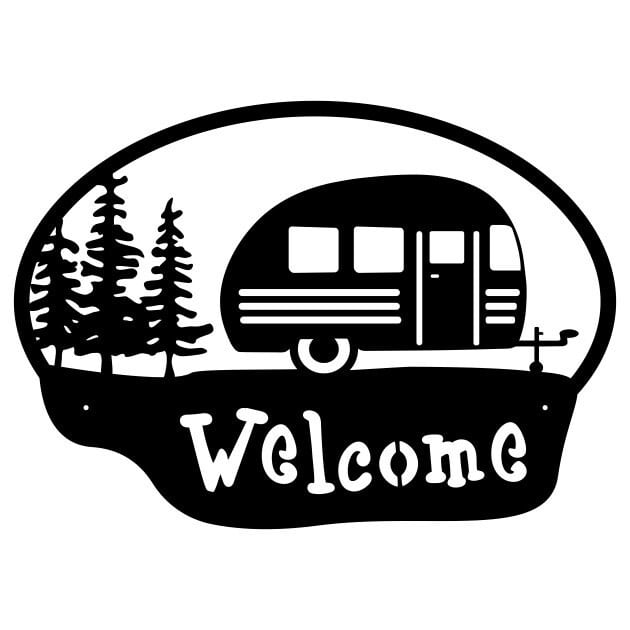 Welcome Camper Metal Wall Art, Steel Camper Monogram Wall Art, Metal Welcome Sign, Outdoor Metal Art, Welcome Home Sign, Farmhouse Wall Art