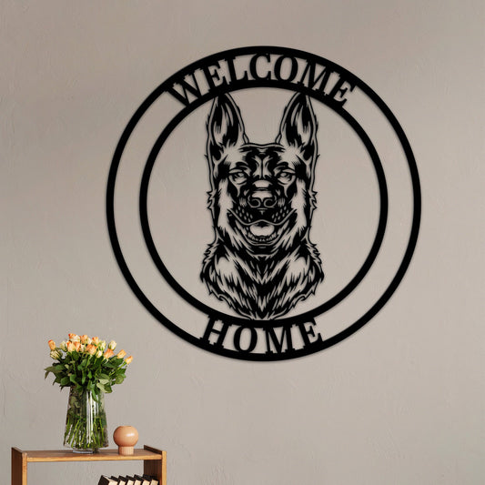 Custom German Shepherd Dog Metal Sign with Led Lights, Dog Metal Wall Art, Dog Owner Gift, Dog Welcome Sign, New Home Gift, Wall Hanging