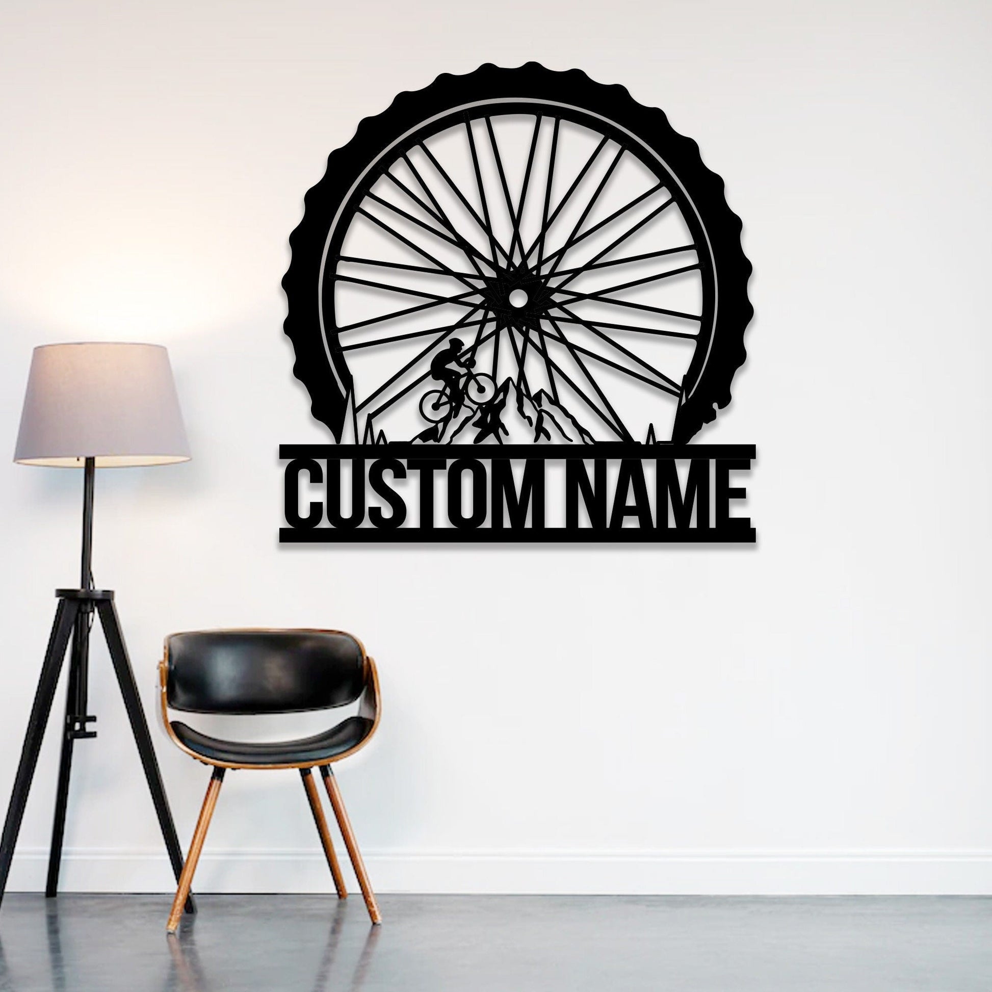 Custom Mountain Bike Metal Wall Art with Led Light, Cyclist Gift, Mountain Biker Gift, Bicycle Lover, Bike Shop Decor, Kids Room Bike Sign