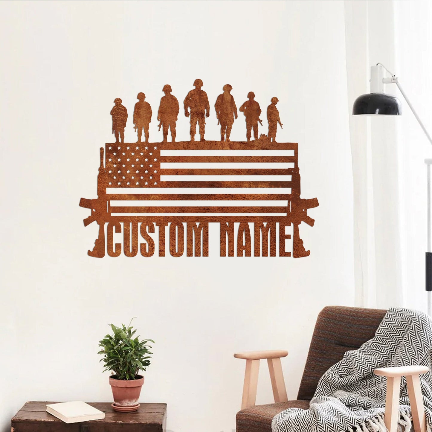 Custom Veteran Rusty Sign Metal Wall Decor, Soldier American Flag Sign, Veterans Day Indoor Outdoor Decor, Memorial Day Gift, Military Gift