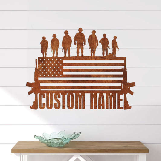 Custom Veteran Rusty Sign Metal Wall Decor, Soldier American Flag Sign, Veterans Day Indoor Outdoor Decor, Memorial Day Gift, Military Gift