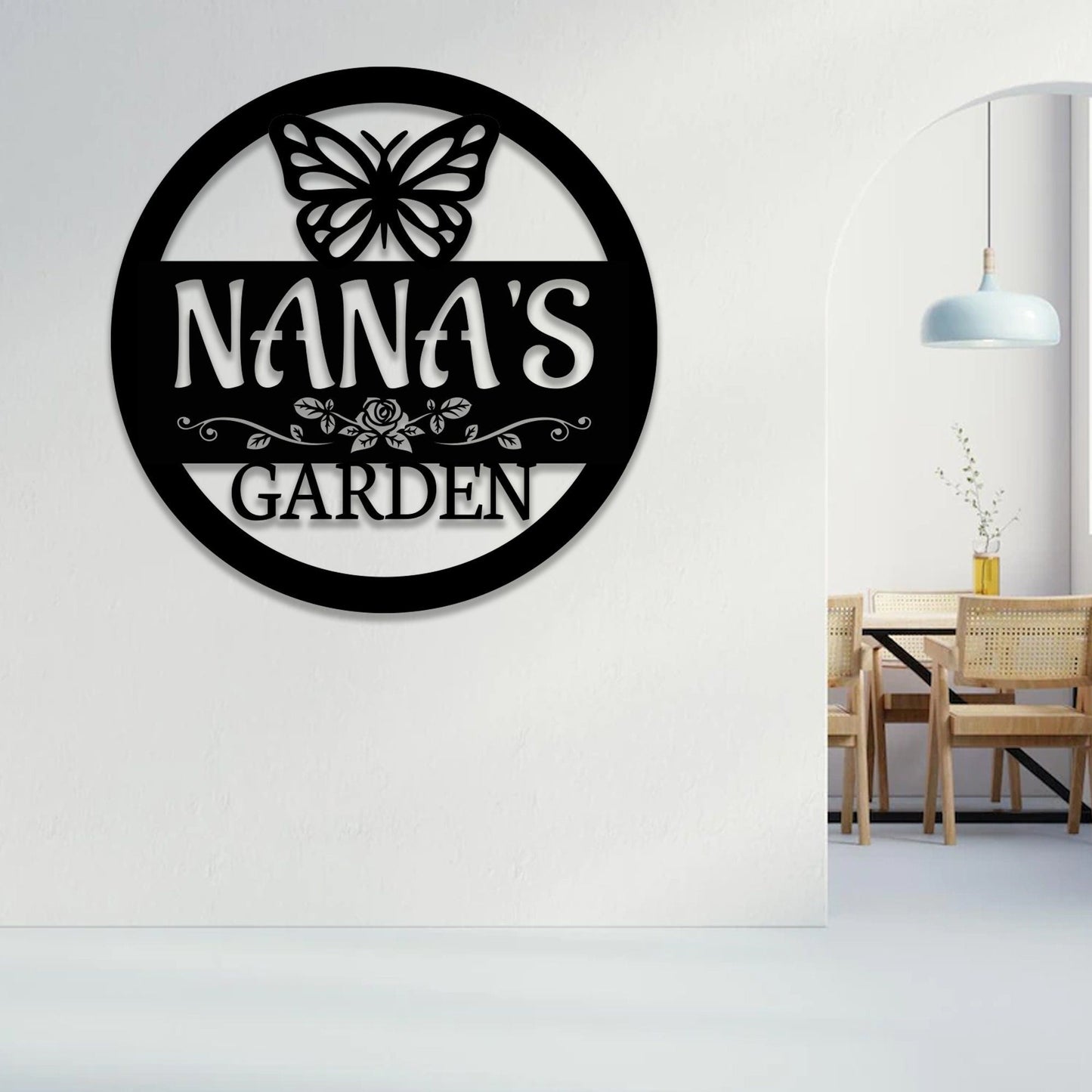 Personalized Garden Metal Sign With Lights, Nana Garden Gift, Garden Decor, Porch Decor, Patio Decor, Housewarming Gift, Family Gift