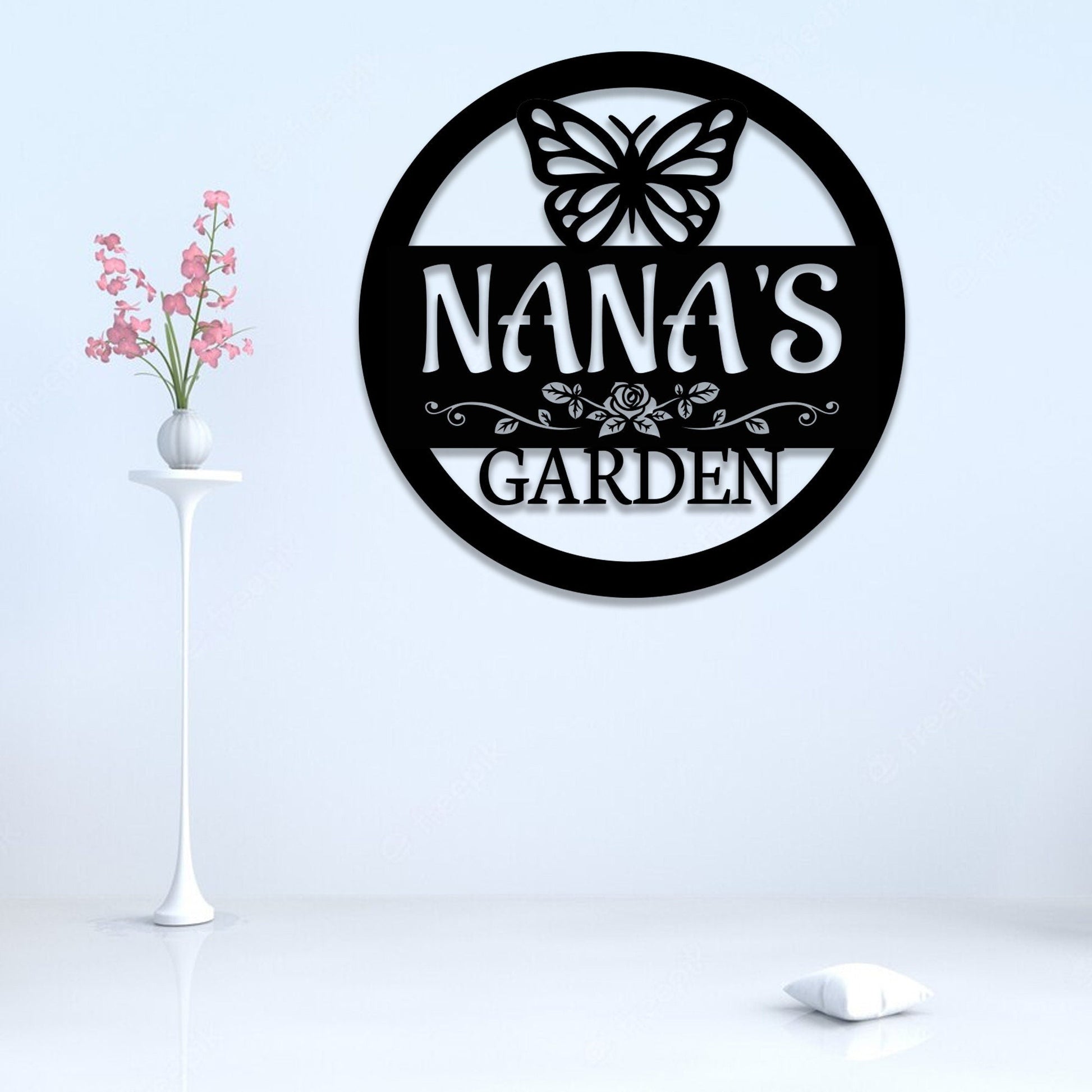 Personalized Garden Metal Sign With Lights, Nana Garden Gift, Garden Decor, Porch Decor, Patio Decor, Housewarming Gift, Family Gift