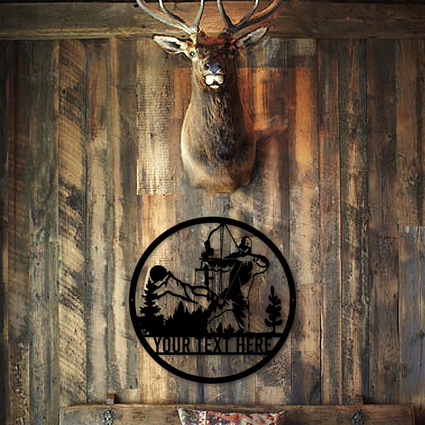 Personalized Bow Hunter Metal Wall Art With Led Lights, Bowhunter Sign Decoration, Hunting Outdoor Decor, Hunter Lover Gift, Farmhouse Decor