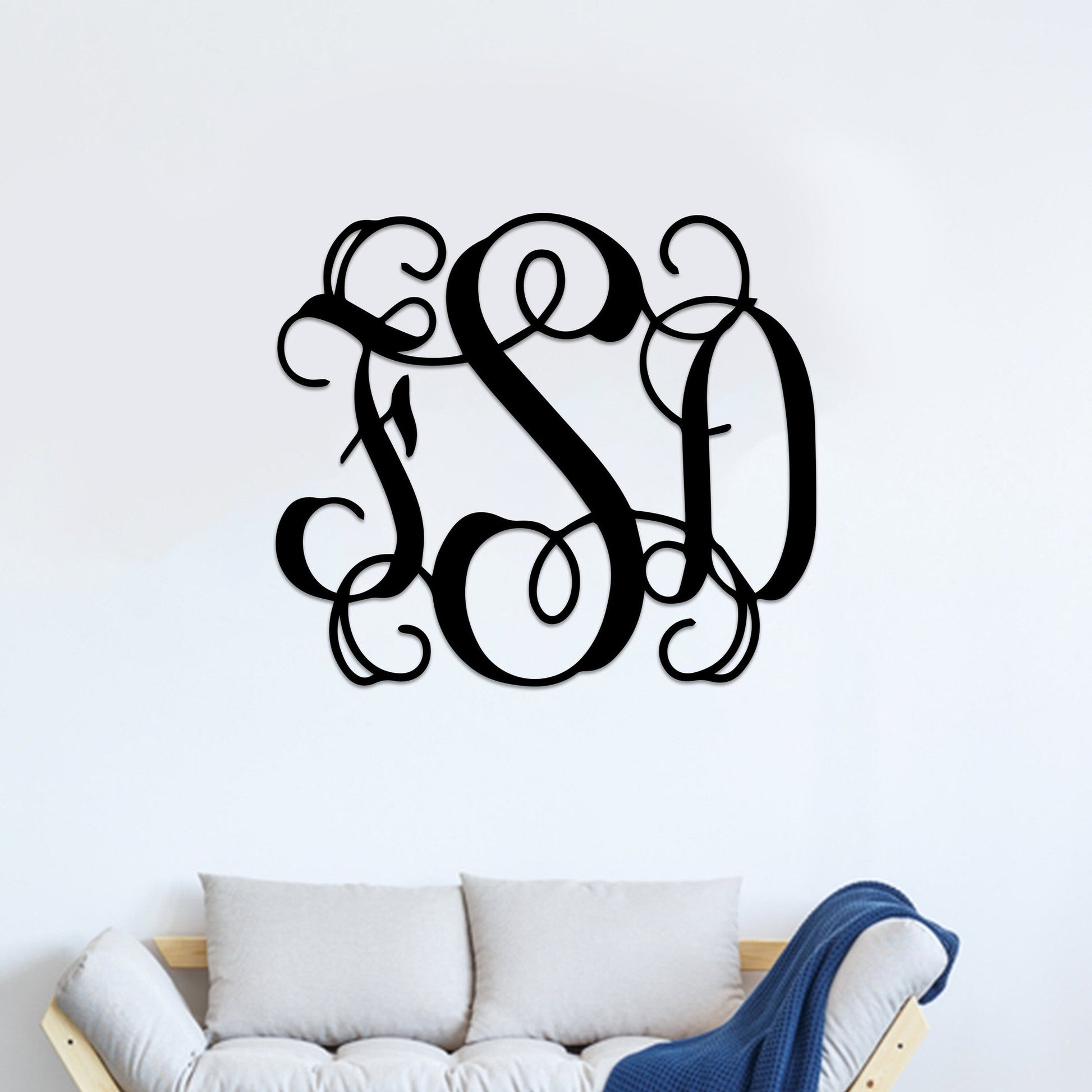 3 Letter Monogram Metal Wall Art Led Light, Nursery Monogram Wall Hanging, Wedding Monogram, Crib Monogram