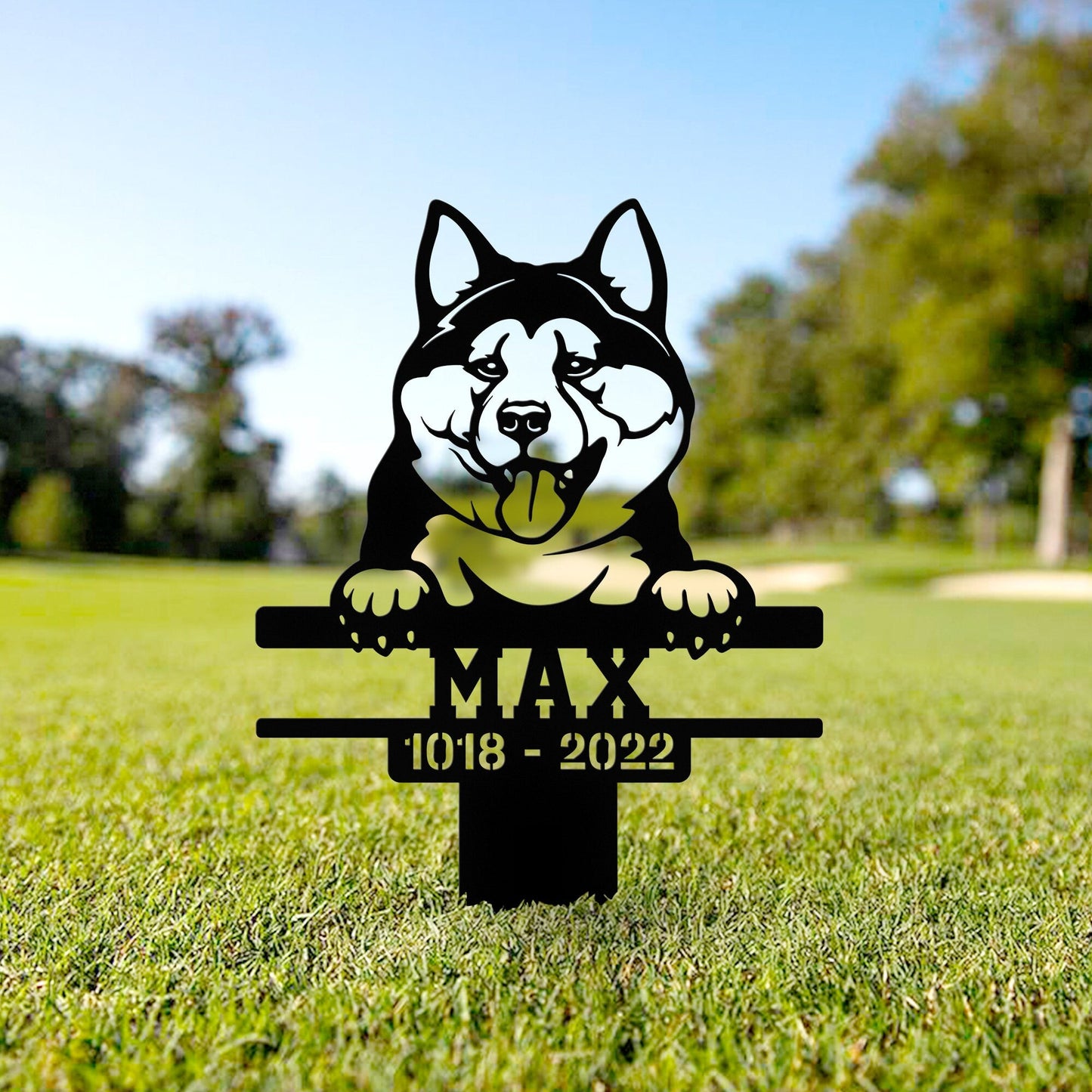 Metal Akita Garden Stake with Solar Led Light, Dog Memorial Stake, Akita Metal Yard Art, Akita Metal Sign, Pet Loss Gift, Akita Owner Gift