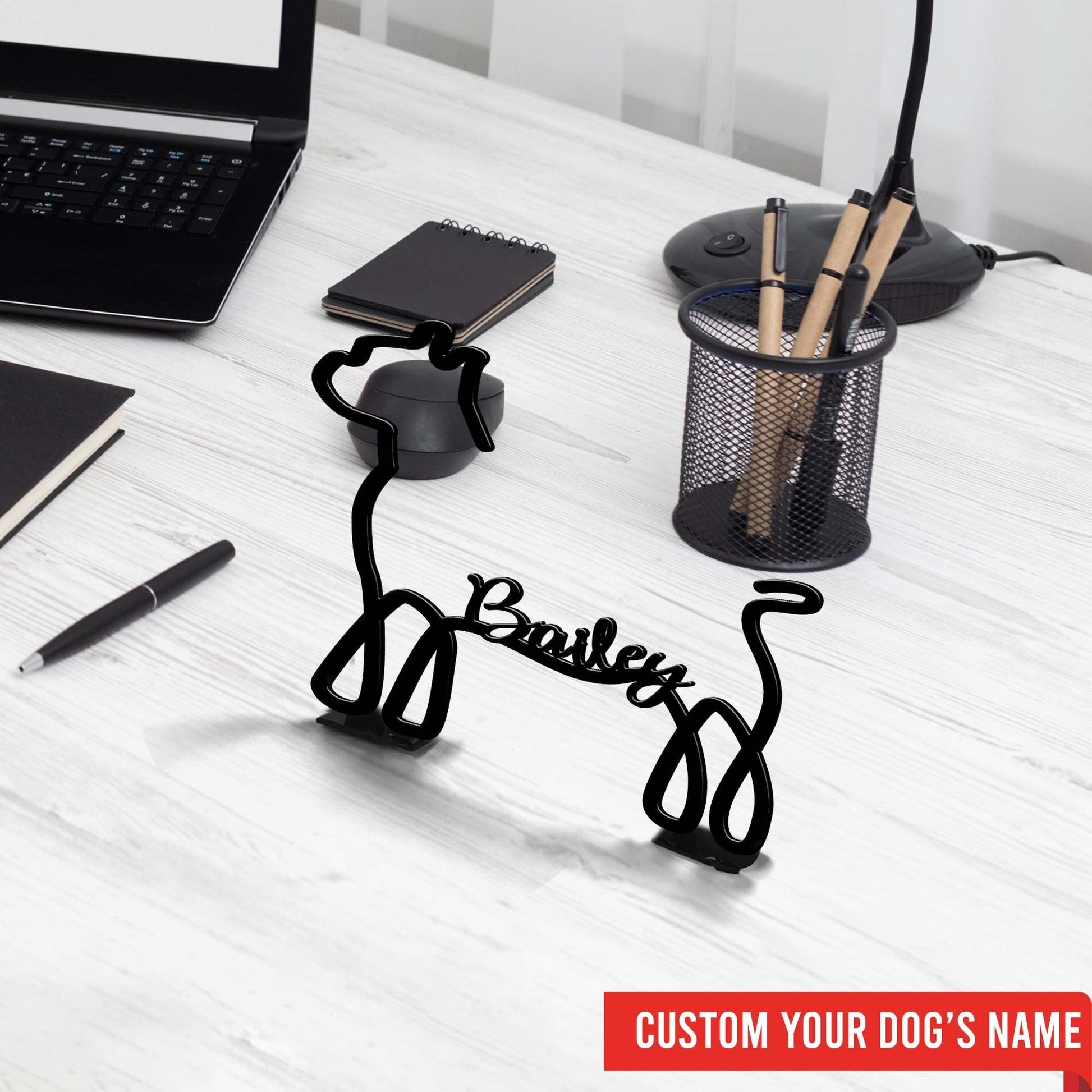 Personalized Boxer Dog Metal Table Sign, Minimalist Sculpture Statue, Custom Dog Breed, Metal Wire, Dog Lover Gift, Home Office Decor