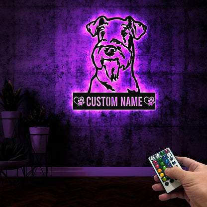 Airedale Terrier Dog Metal Wall Art with Led Light, Airedale Terrier Decor, Airedale Terrier Gift, Dog Owner Gift, Airedale Terrier Sign