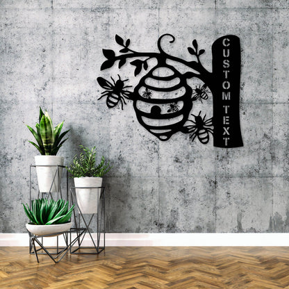 Personalized Honey Bees Metal Wall Art With Lights, Garden Decoration, Honey Bees Sign, Wall Hanging, Tree Hanging, Gift For Grandma, Mom