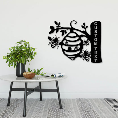 Personalized Honey Bees Metal Wall Art With Lights, Garden Decoration, Honey Bees Sign, Wall Hanging, Tree Hanging, Gift For Grandma, Mom