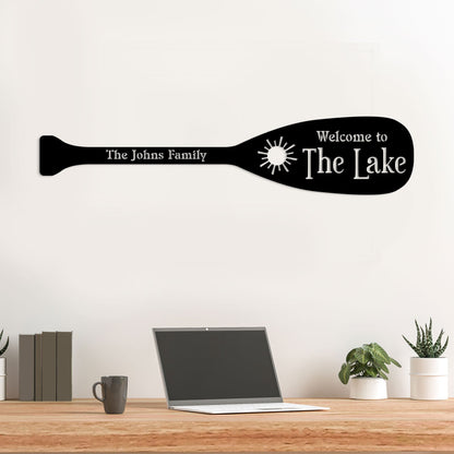 Custom Canoe Paddle Metal Wall Art with Led Light, Lake House Decor, Oar Wall Decor, Lake Life Housewarming Gift, Boat Dock Sign Boat House