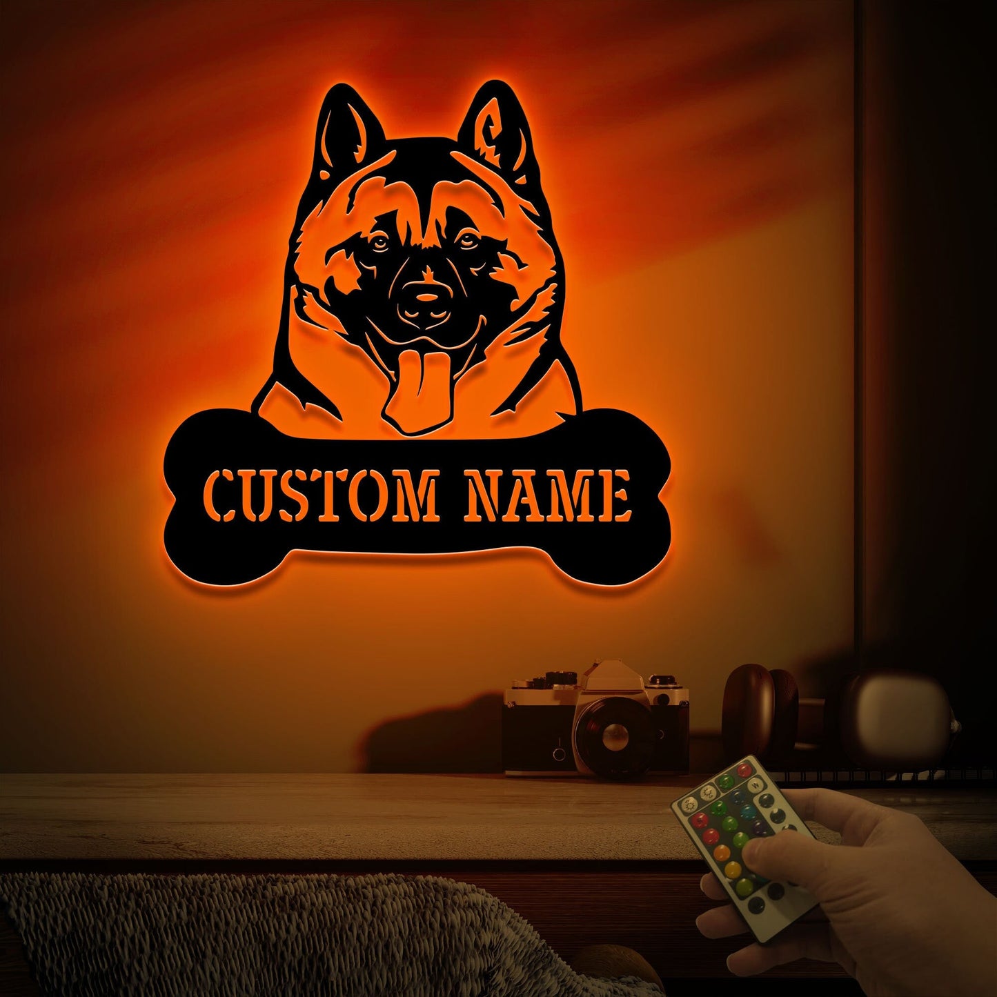 Custom American Akita Dog Metal Wall with Led Light, Akita Lover Gift, Dog Welcome Sign, Dog Owner Gift, Gift for Lover Dog, Dog Metal Decor