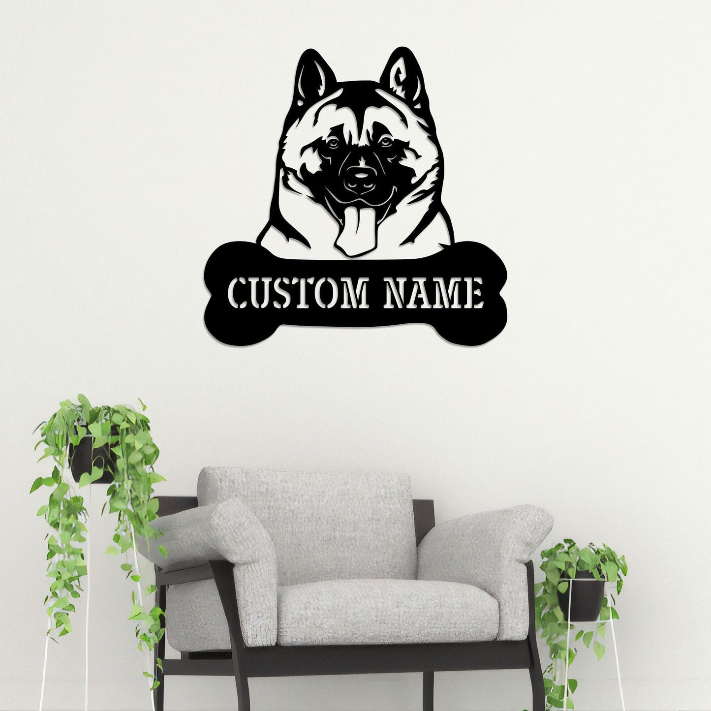 Custom American Akita Dog Metal Wall with Led Light, Akita Lover Gift, Dog Welcome Sign, Dog Owner Gift, Gift for Lover Dog, Dog Metal Decor