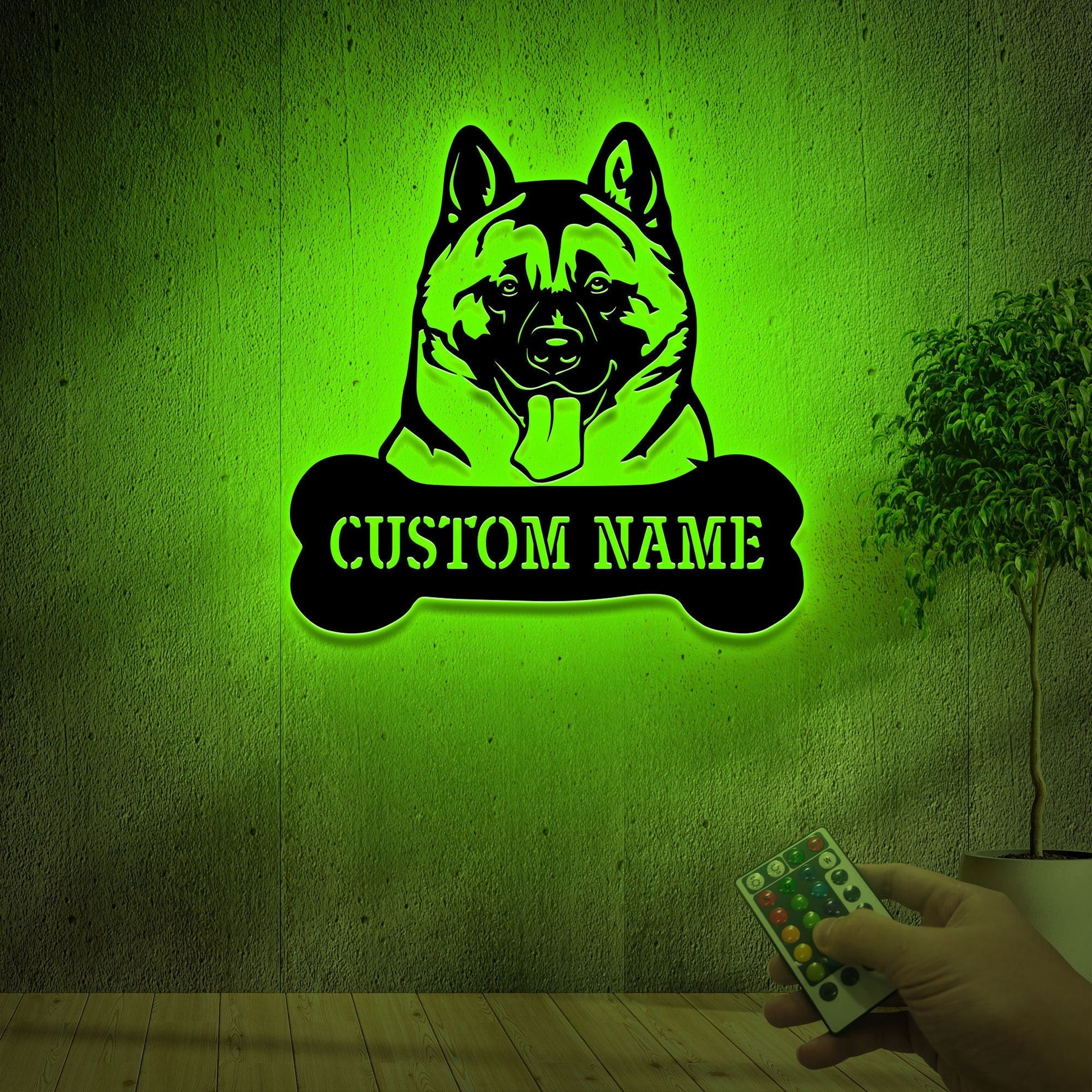 Custom American Akita Dog Metal Wall with Led Light, Akita Lover Gift, Dog Welcome Sign, Dog Owner Gift, Gift for Lover Dog, Dog Metal Decor