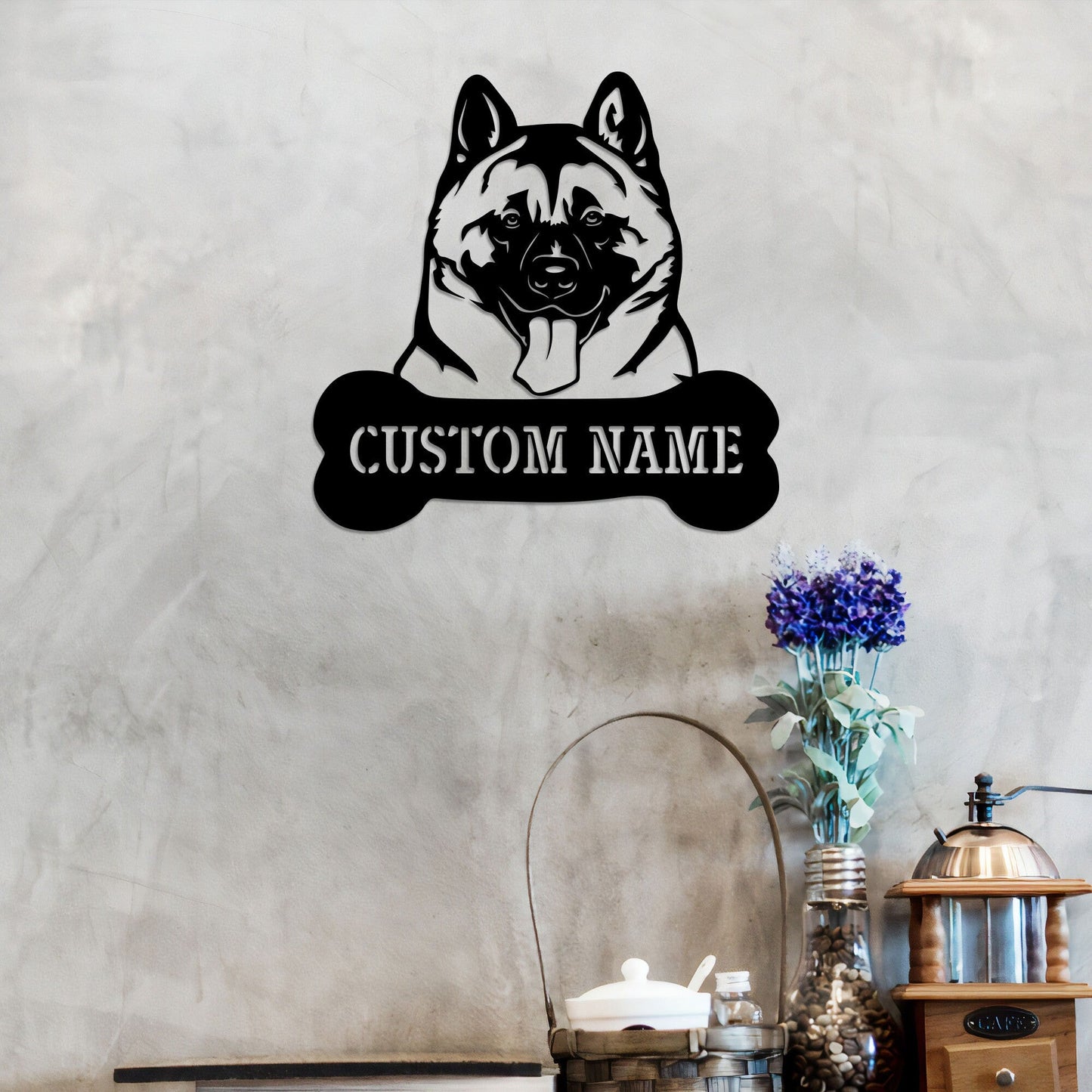 Custom American Akita Dog Metal Wall with Led Light, Akita Lover Gift, Dog Welcome Sign, Dog Owner Gift, Gift for Lover Dog, Dog Metal Decor