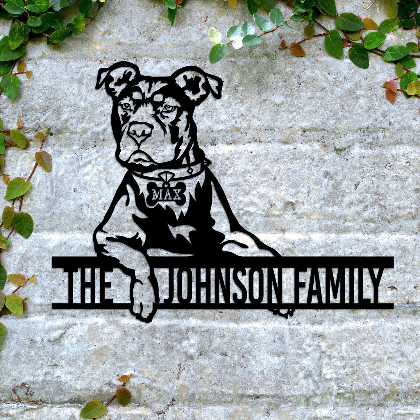 Custom American Pit Bull Terrier Metal Sign with Led Lights, Dog Lover Gift, Dog Breed Sign, Dog Name Sign, Fence Decor, Patio Porch Hanging