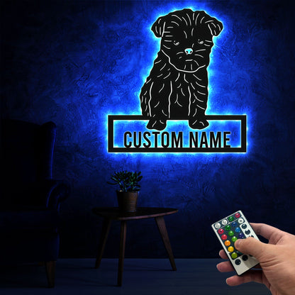 Affenchon Dog Metal Wall Art with Led Light, Dog Metal Sign, Metal Dog Decor, Affenchon Gift, Affenchon Decor, Dog Owner Sign Dog Name Sign