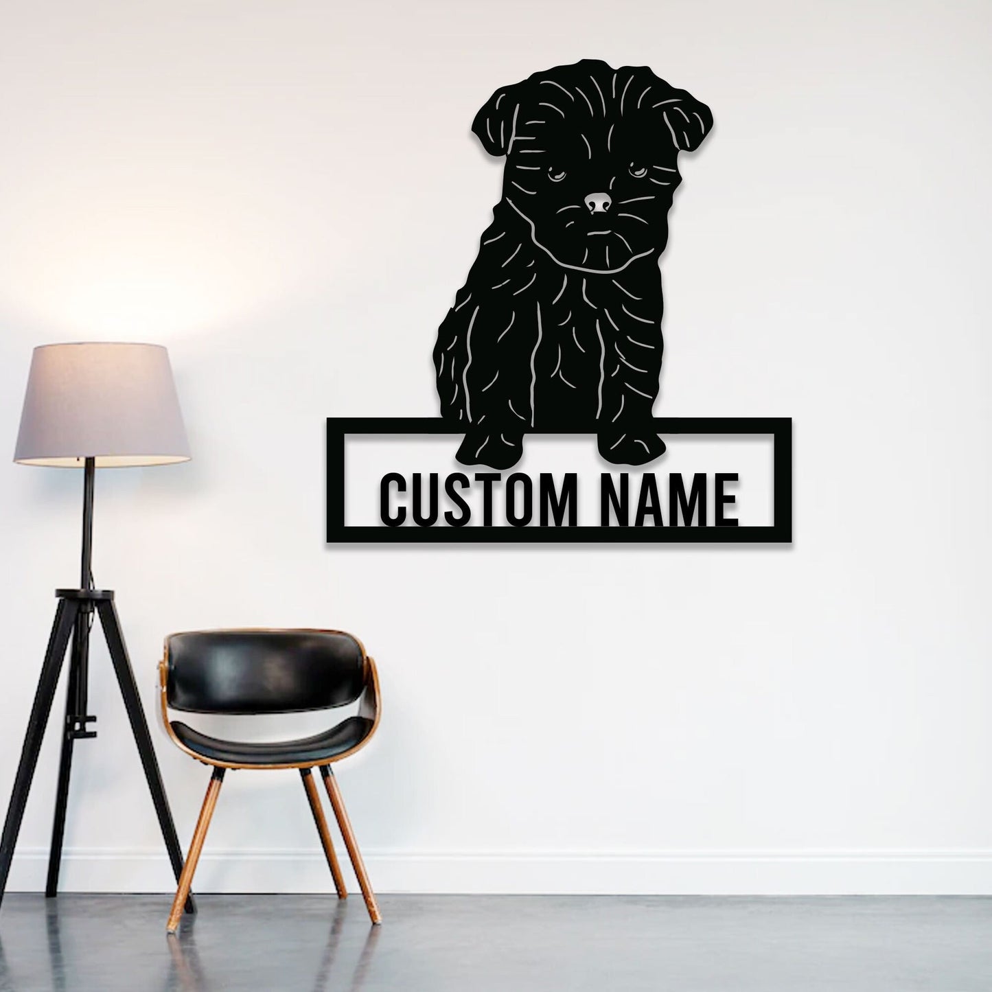 Affenchon Dog Metal Wall Art with Led Light, Dog Metal Sign, Metal Dog Decor, Affenchon Gift, Affenchon Decor, Dog Owner Sign Dog Name Sign