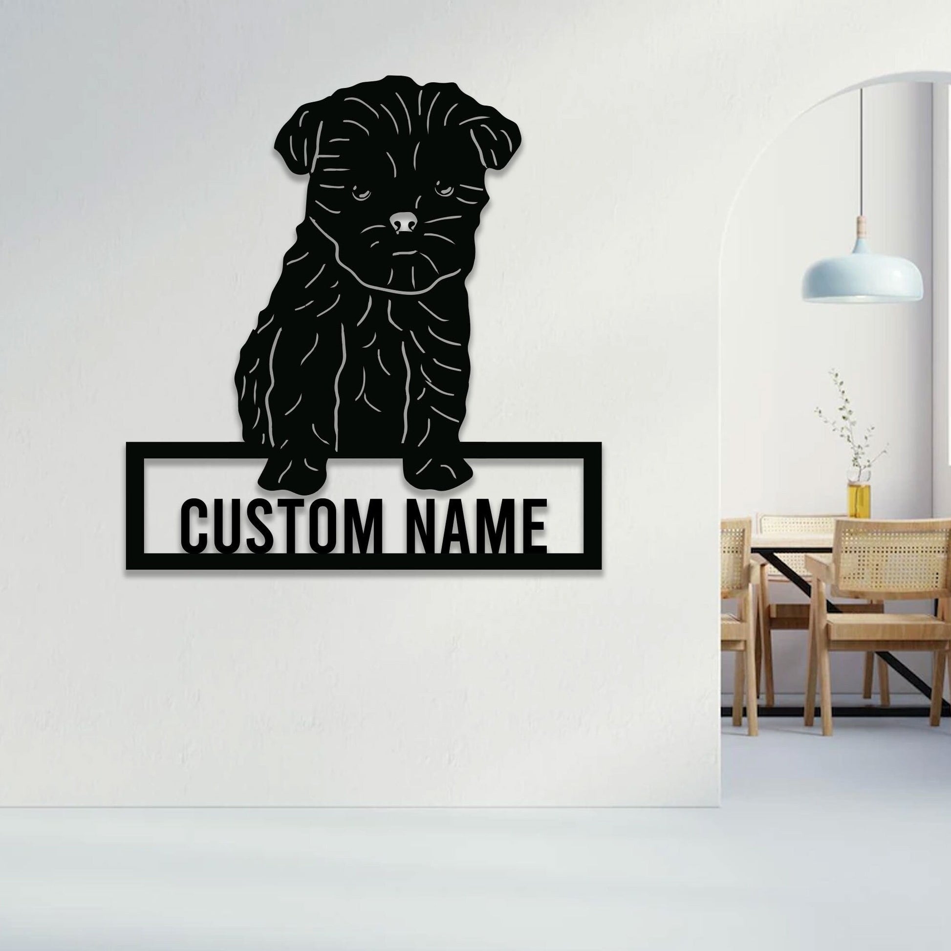 Affenchon Dog Metal Wall Art with Led Light, Dog Metal Sign, Metal Dog Decor, Affenchon Gift, Affenchon Decor, Dog Owner Sign Dog Name Sign