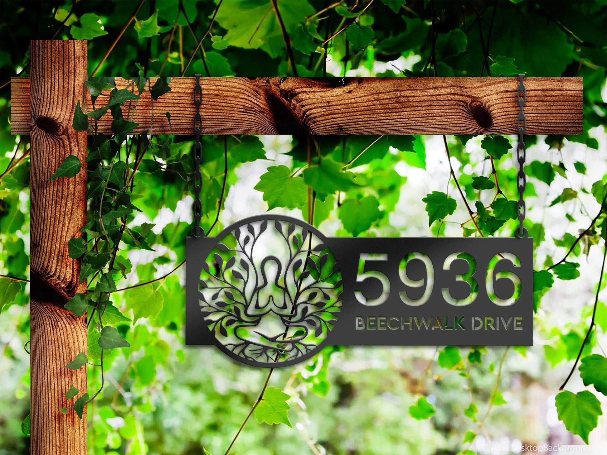 Personalized Tree Of Life yoga Metal Address Sign House number Hanging Address Plaque Yard Sign Outdoor Sign Garden Stake