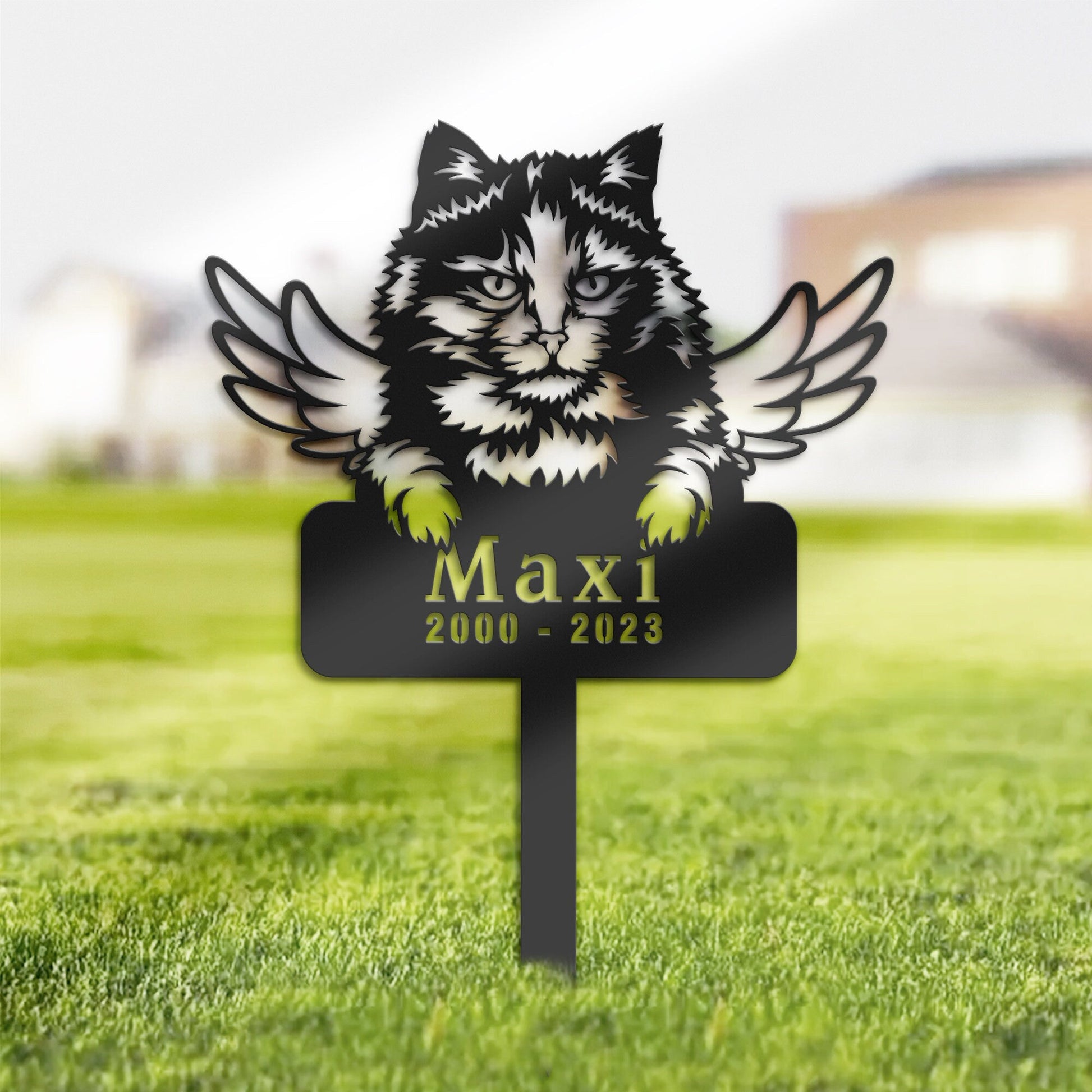 Personalized Tortoiseshell Cat Memorial Stake, Metal Stake, Sympathy Sign, Pet Grave Marker, Remembrance Stake